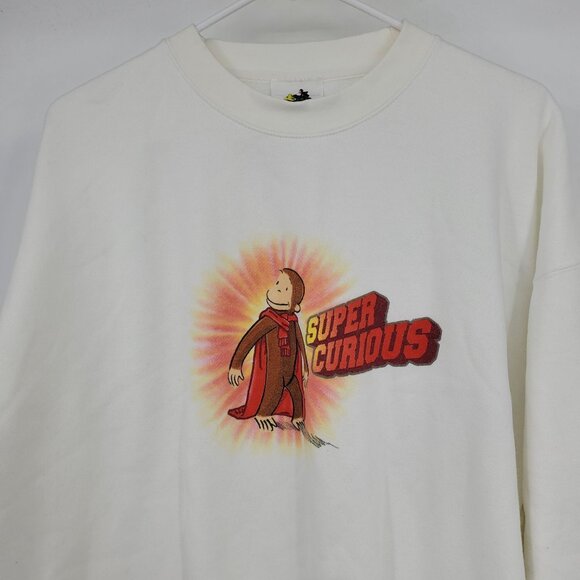 Vintage Curious George Super Curious White Long Sleeved Crewneck Sweatshirt XL - Picture 7 of 10